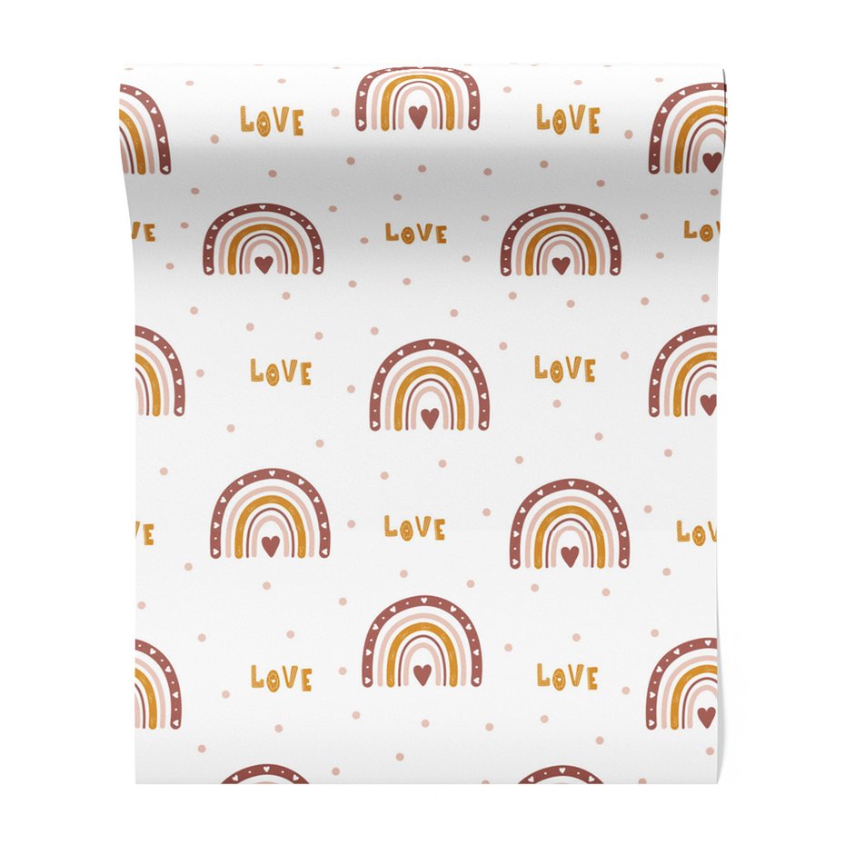 Tapeta - dziecięca, tęcza, serce,