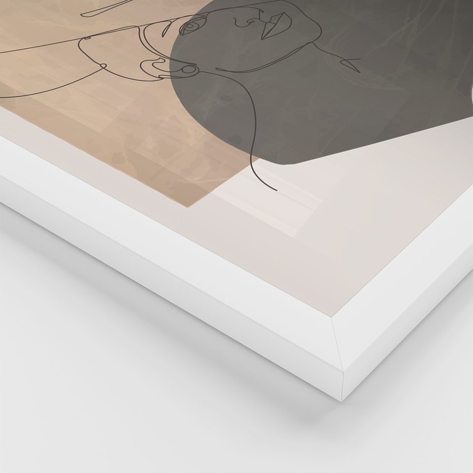 Zestaw obrazy w ramie, plakaty - kobieta, portret, abstrakcja - rama biała