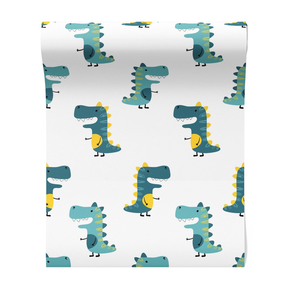 Tapeta - dziecięca, dinozaury, ilustracja, wzór