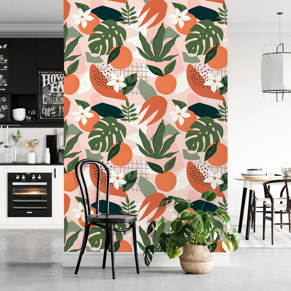 Tapeta - owoce, liście, abstrakcja