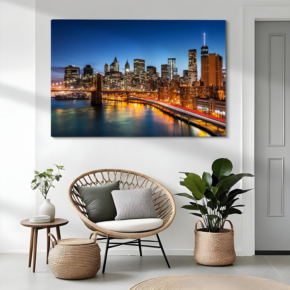 Obraz na płótnie - miasto, noc, budynki