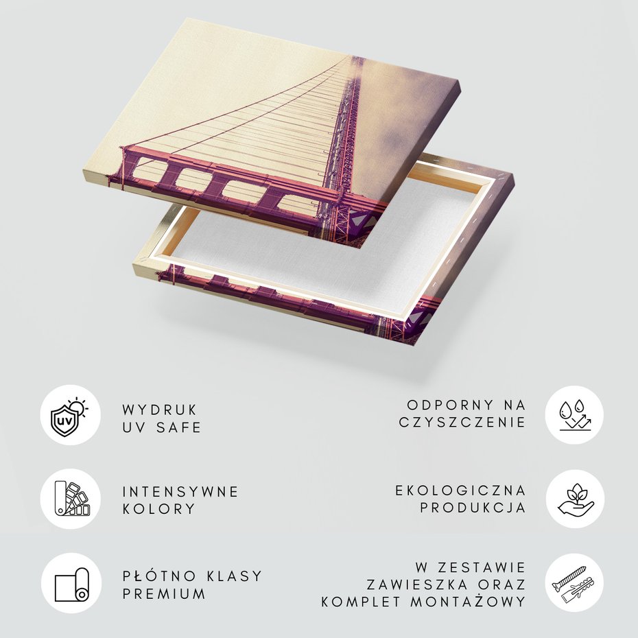 Obraz na płótnie - most, miasto, mgła