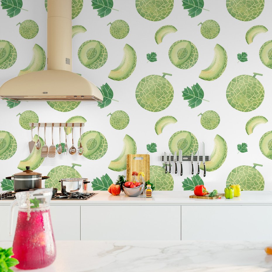 Tapeta - melon, liście, wzór