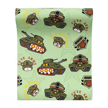 Tapeta - dziecięca, czołgi, misie, gwiazdy