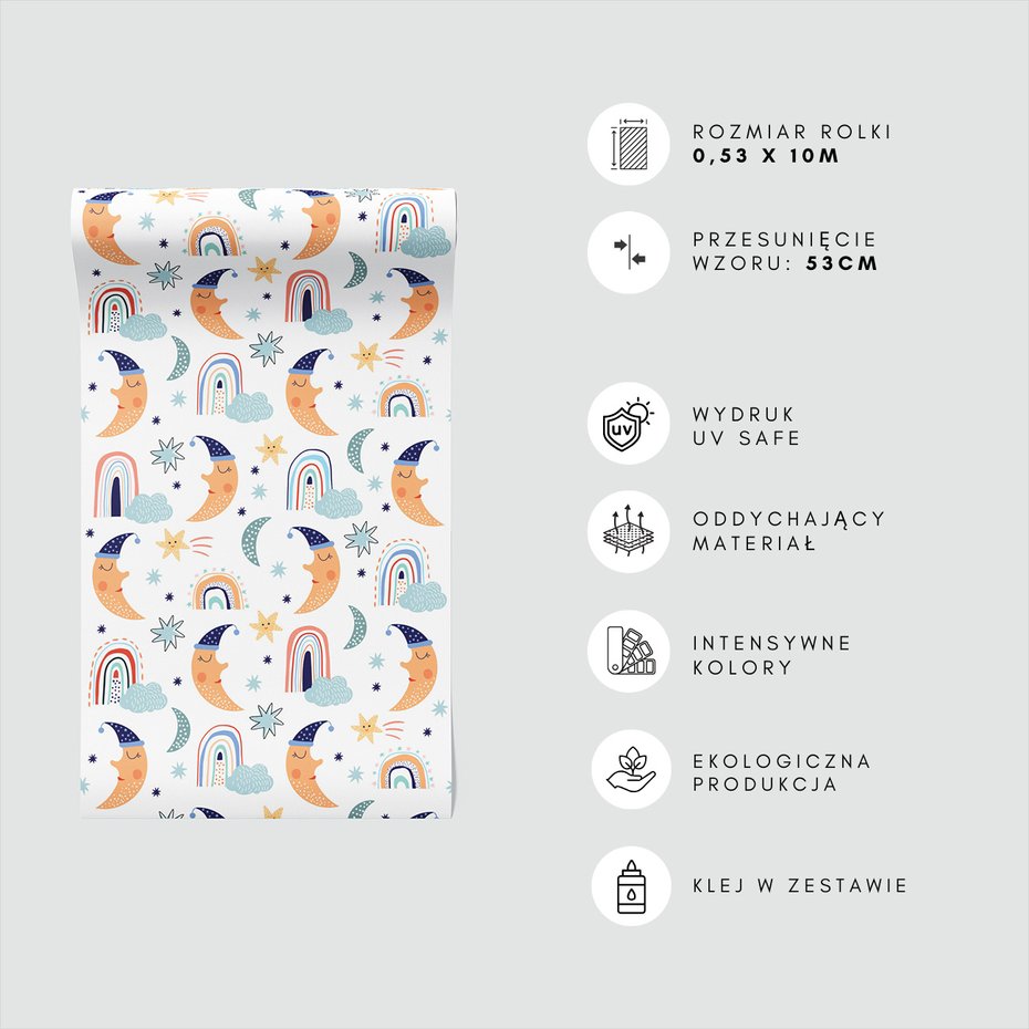 Tapeta - dziecięca, księżyc, sen, chmura