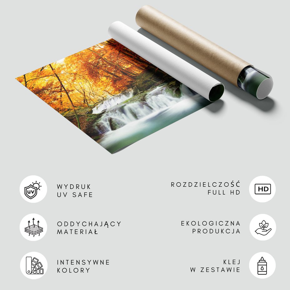 Fototapeta - wodospad, las, jesień