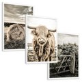 Zestaw obrazy w ramie, plakaty - wieś, zwierzęta, krajobraz - rama biała
