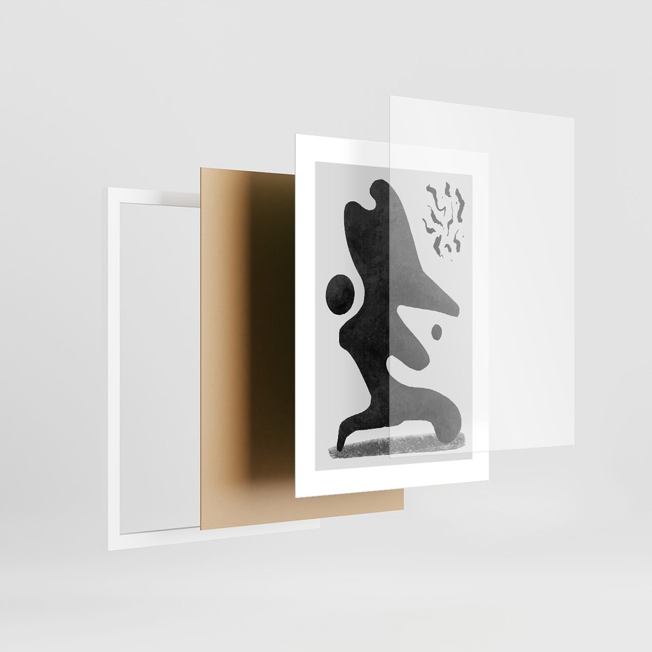 Zestaw obrazy w ramie, plakaty - abstrakcja,minimalizm,nowoczesne - rama biała