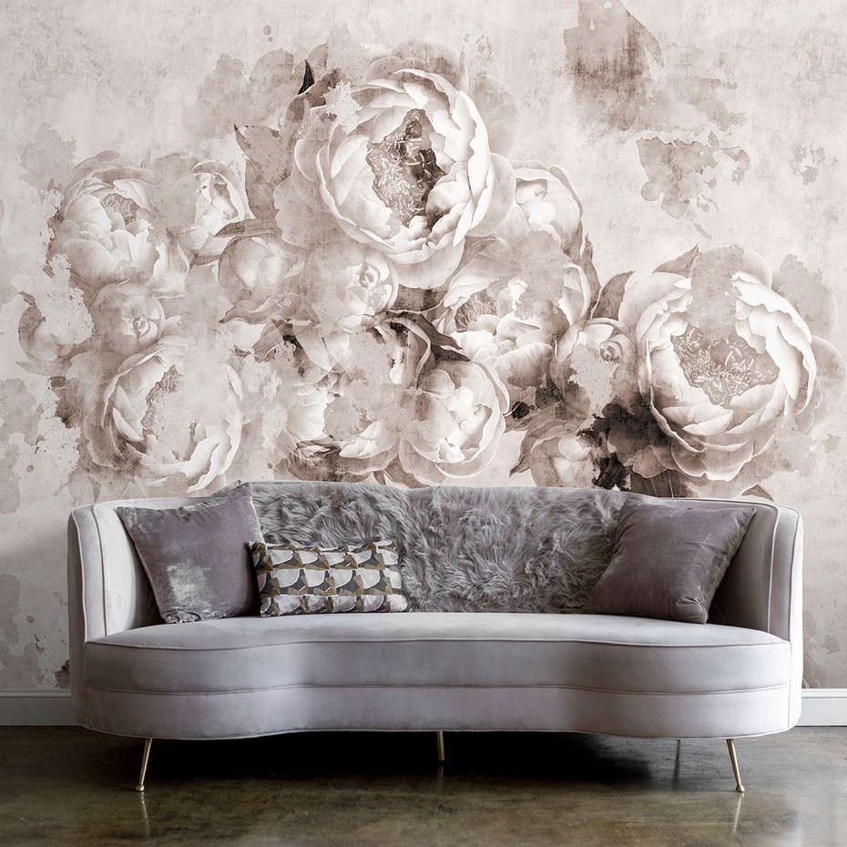 Fototapeta - loft, kwiaty, peonie