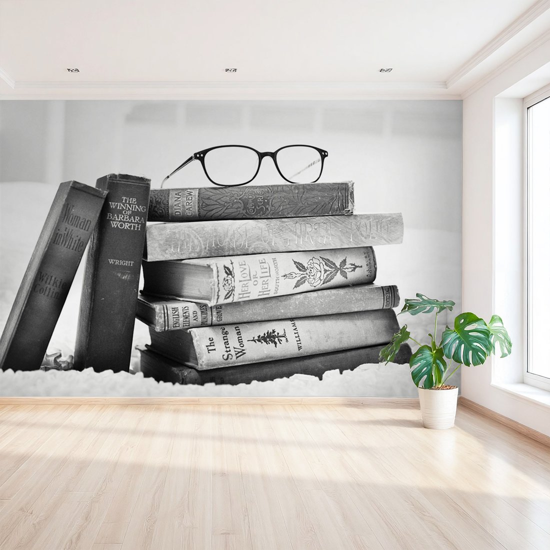 Fototapeta - książki, okulary, stosik