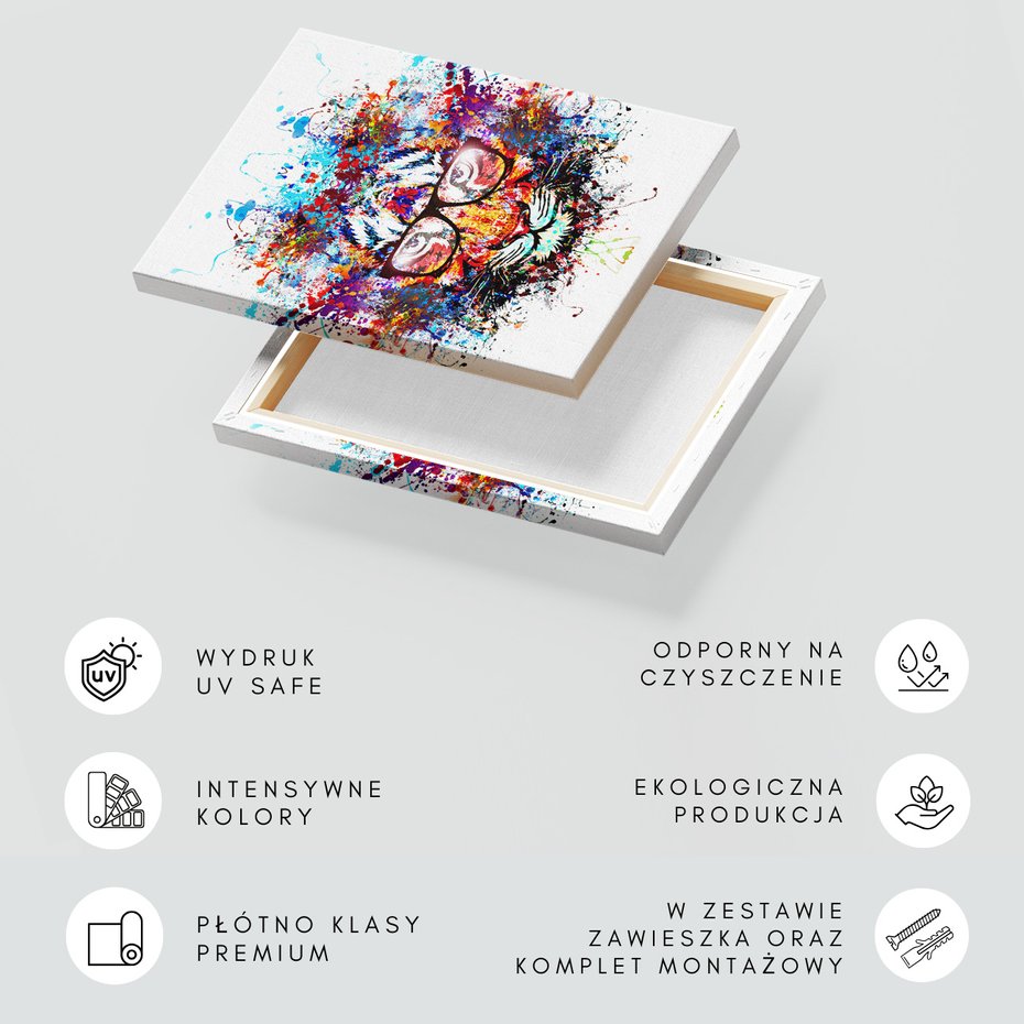 Obraz na płótnie - tygrys, abstrakcja, okulary