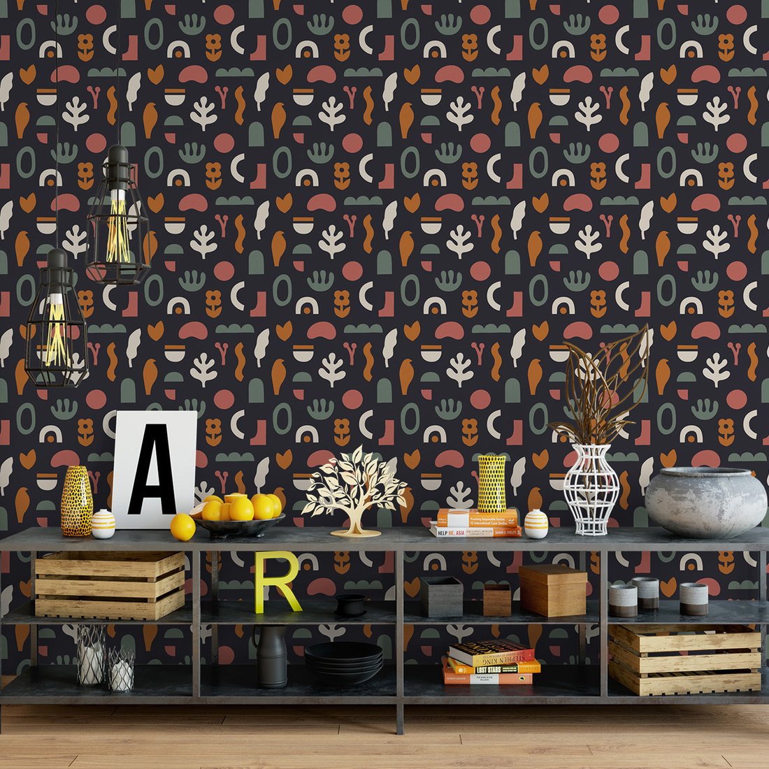 Tapeta - liście, kształty, abstrakcja