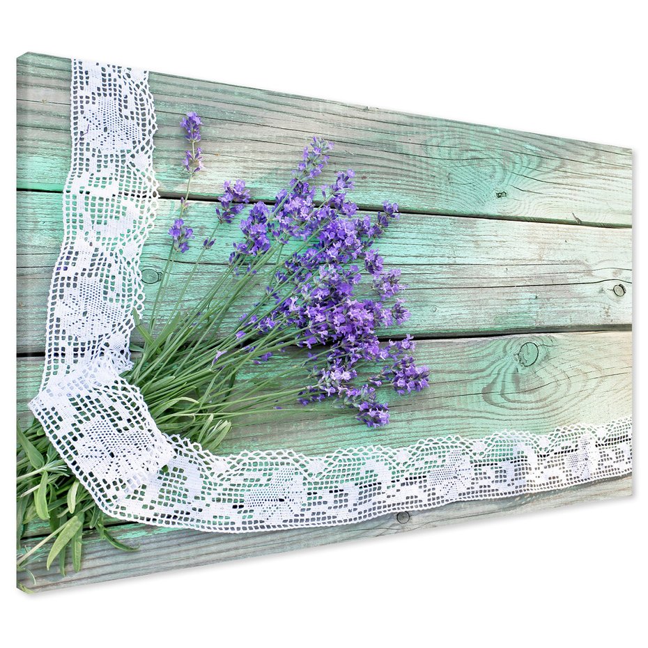 Obraz na płótnie - lawenda, kwiaty, koronka