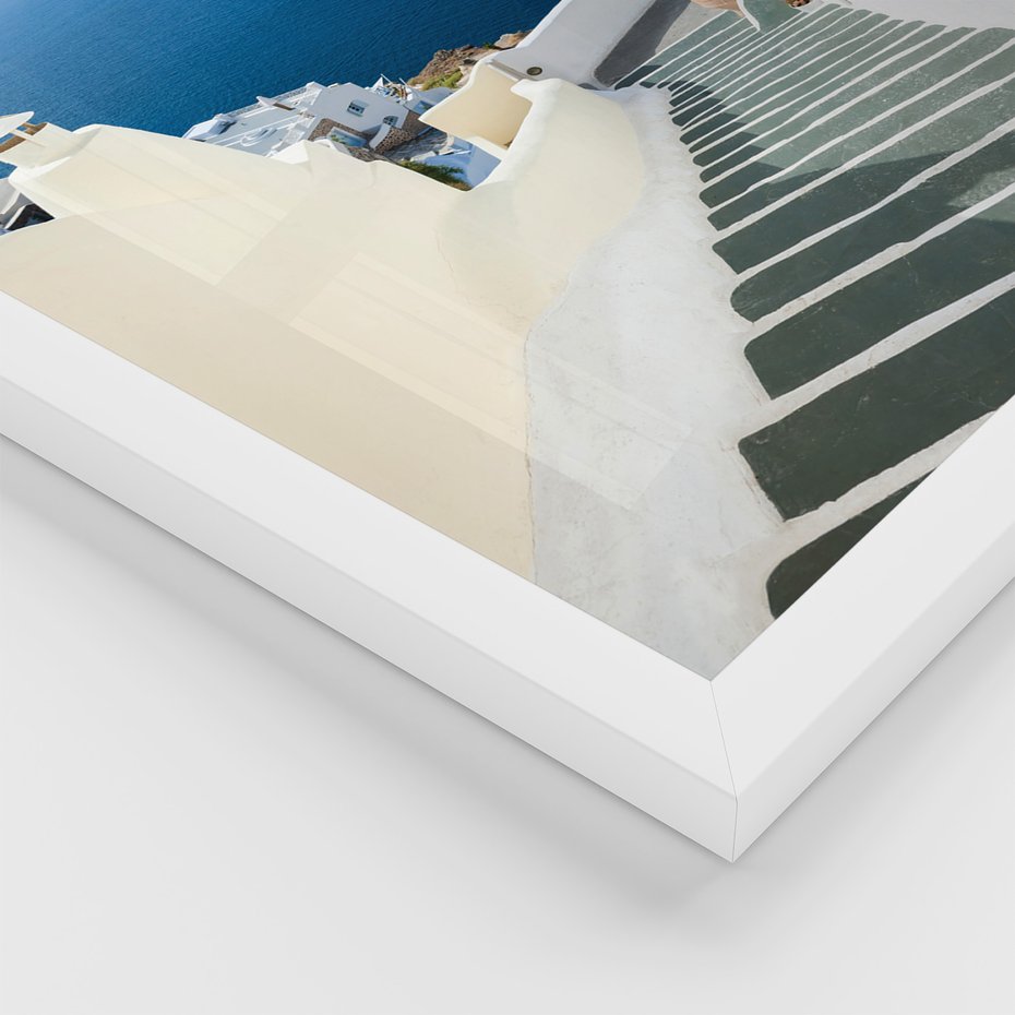 Zestaw obrazy w ramie, plakaty - Santorini, architektura, morze - rama biała