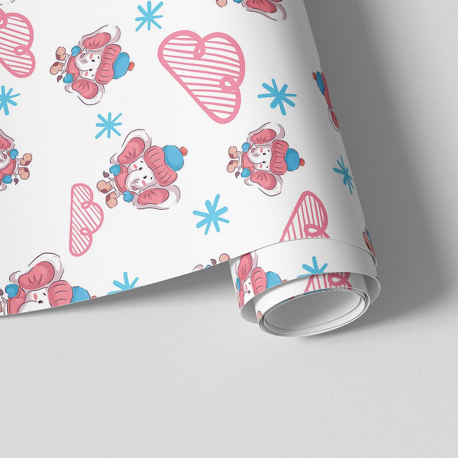 Tapeta - dziecięca, słoń, chmura, płatek śniegu