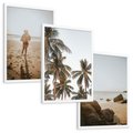 Zestaw obrazy w ramie, plakaty - plaża, palmy, morze - rama biała
