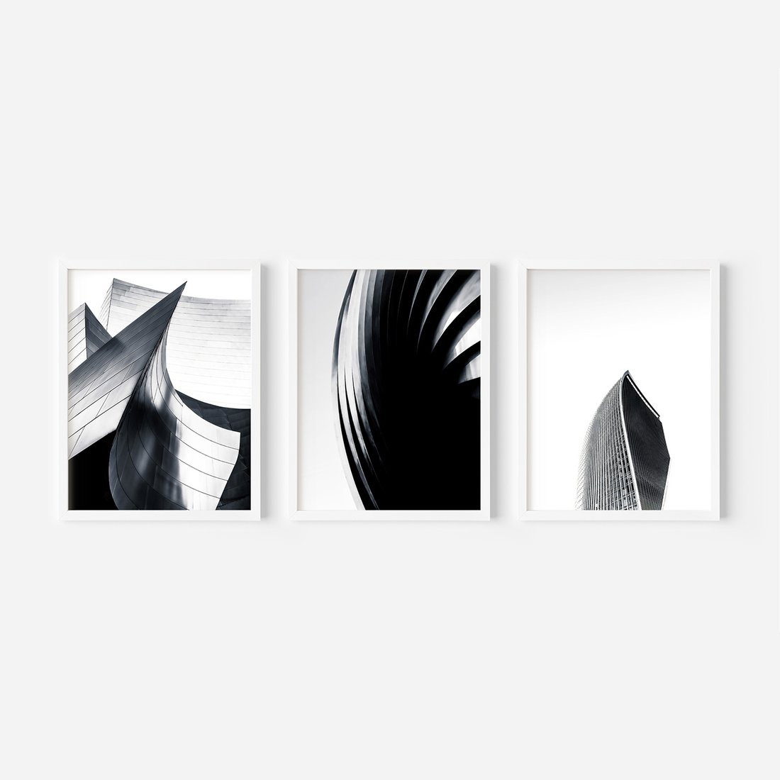 Zestaw obrazy w ramie, plakaty - architektura, budynki, detale - rama biała