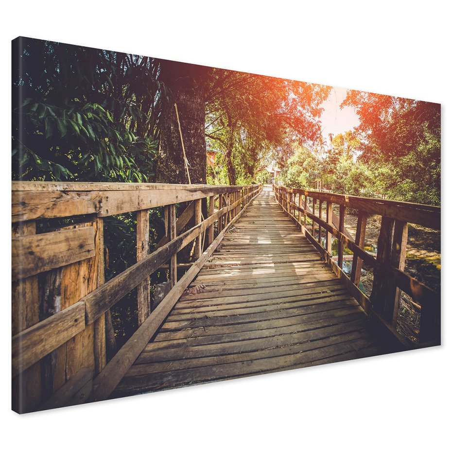 Obraz na płótnie - most drewniany, natura, zieleń