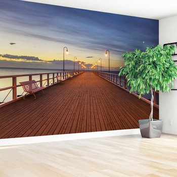 Fototapeta - morze, molo, wieczór
