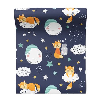 Tapeta - dziecięca, lis, chmura, gwiazda