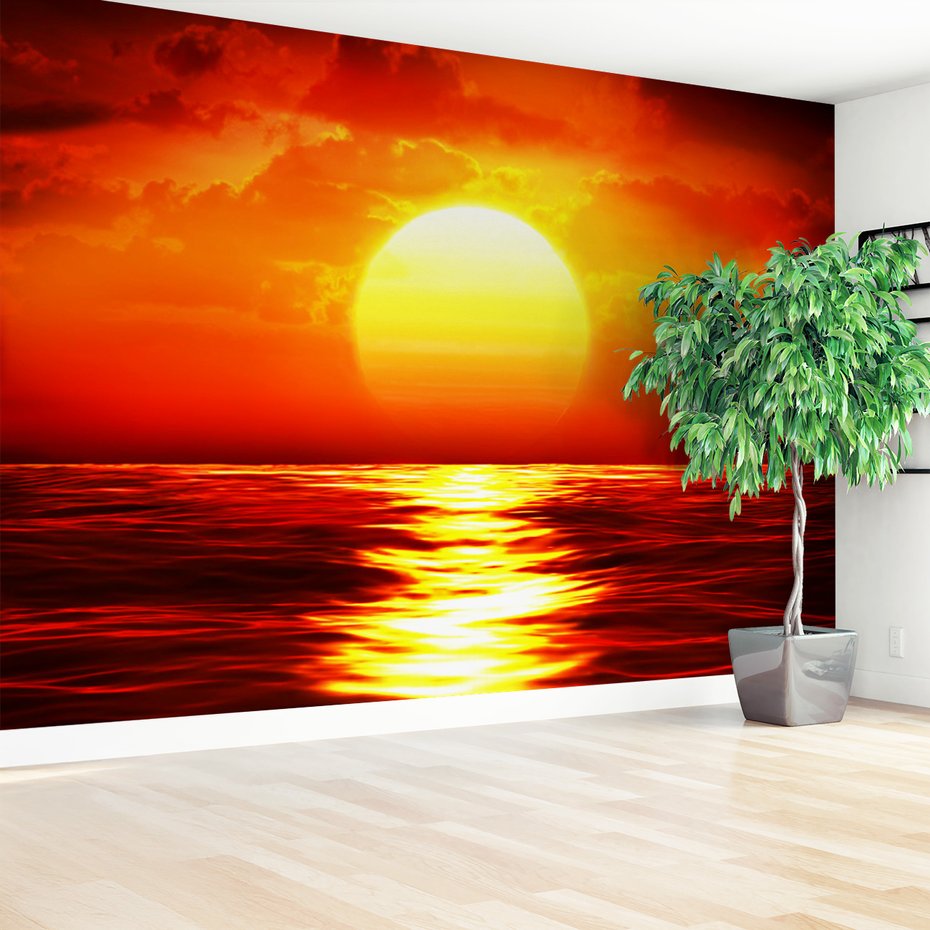 Fototapeta - zachód słońca, morze, niebo