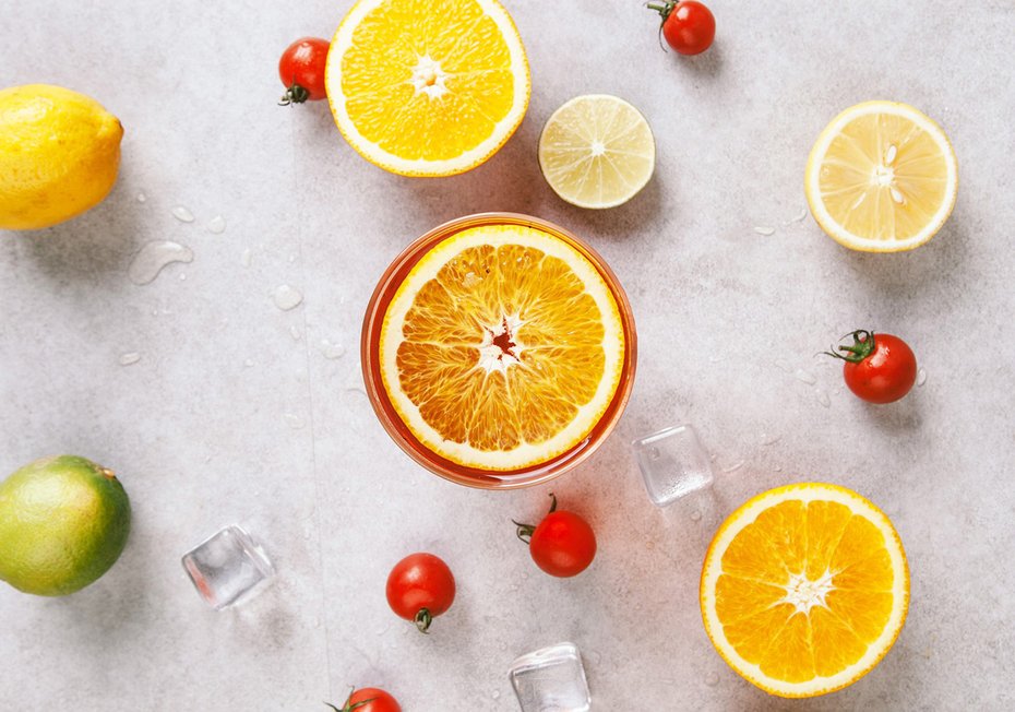 Fototapeta - owoce, cytrusy, napój