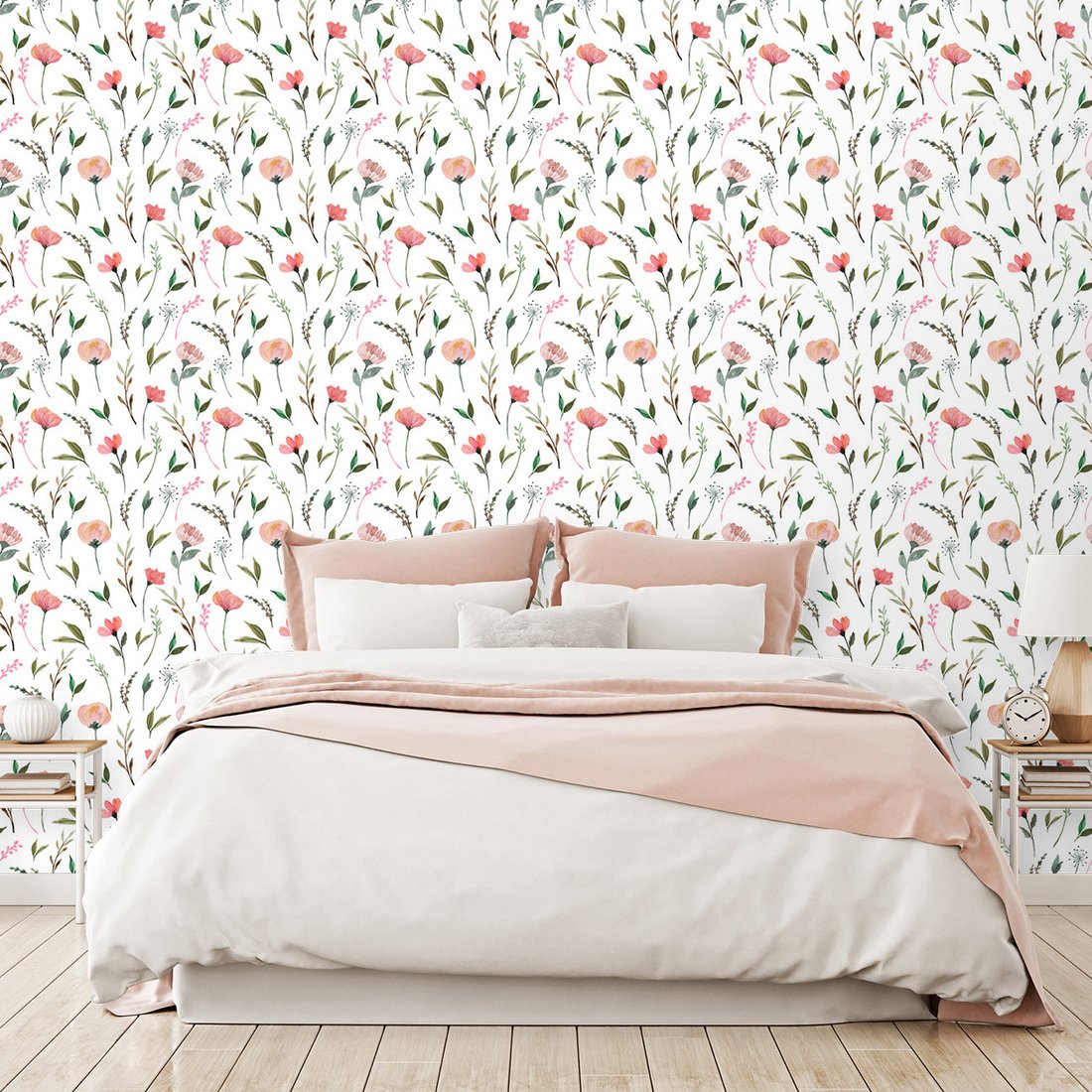 Tapeta - kwiaty, liście, gałązki