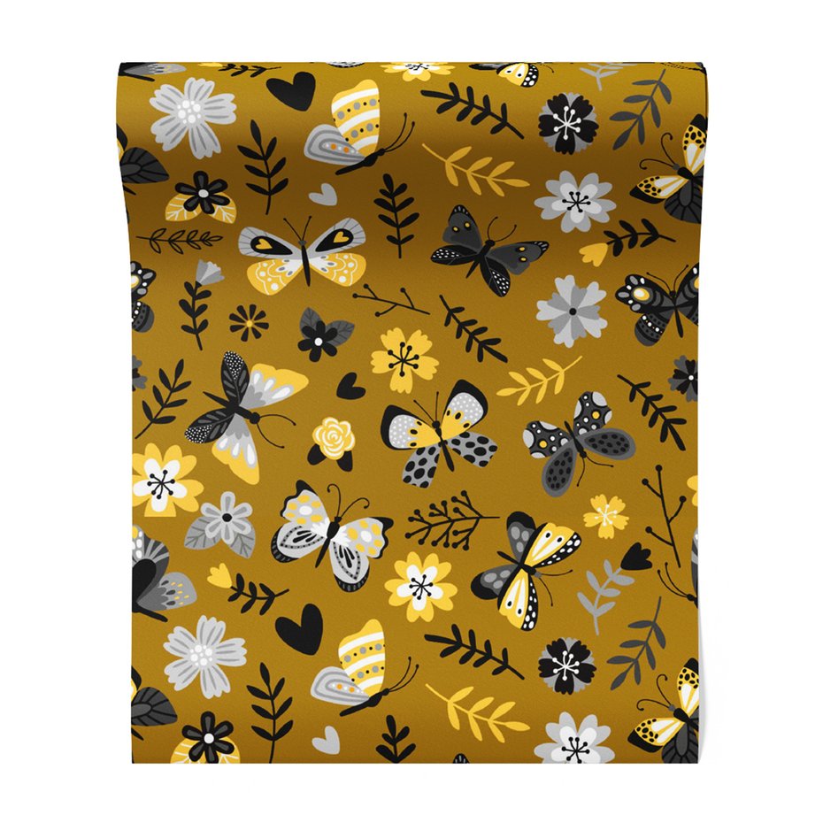 Tapeta - motyle, kwiaty, liście