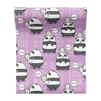 Tapeta - dziecięca, panda, kot, wzór