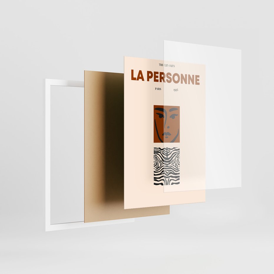 Zestaw obrazy w ramie, plakaty - abstrakcja, twarze, vintage - rama biała