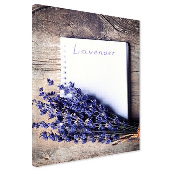 Obraz na płótnie - lawenda, notatnik, drewno