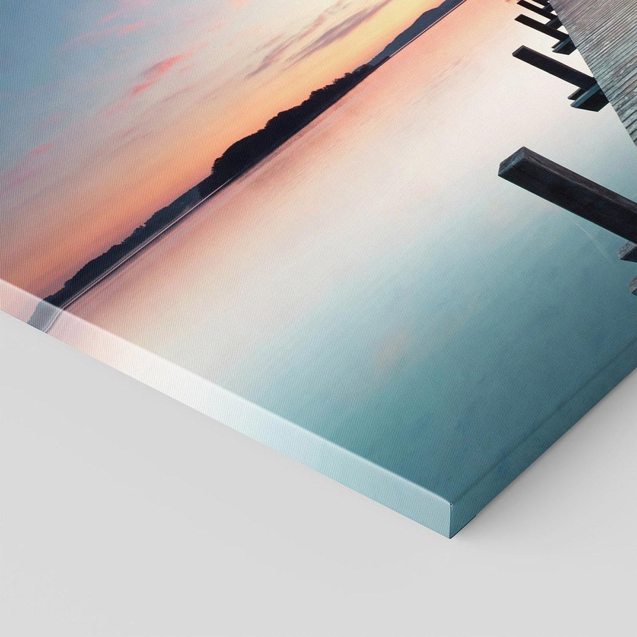 Obraz na płótnie - pomost, jezioro, zachód słońca