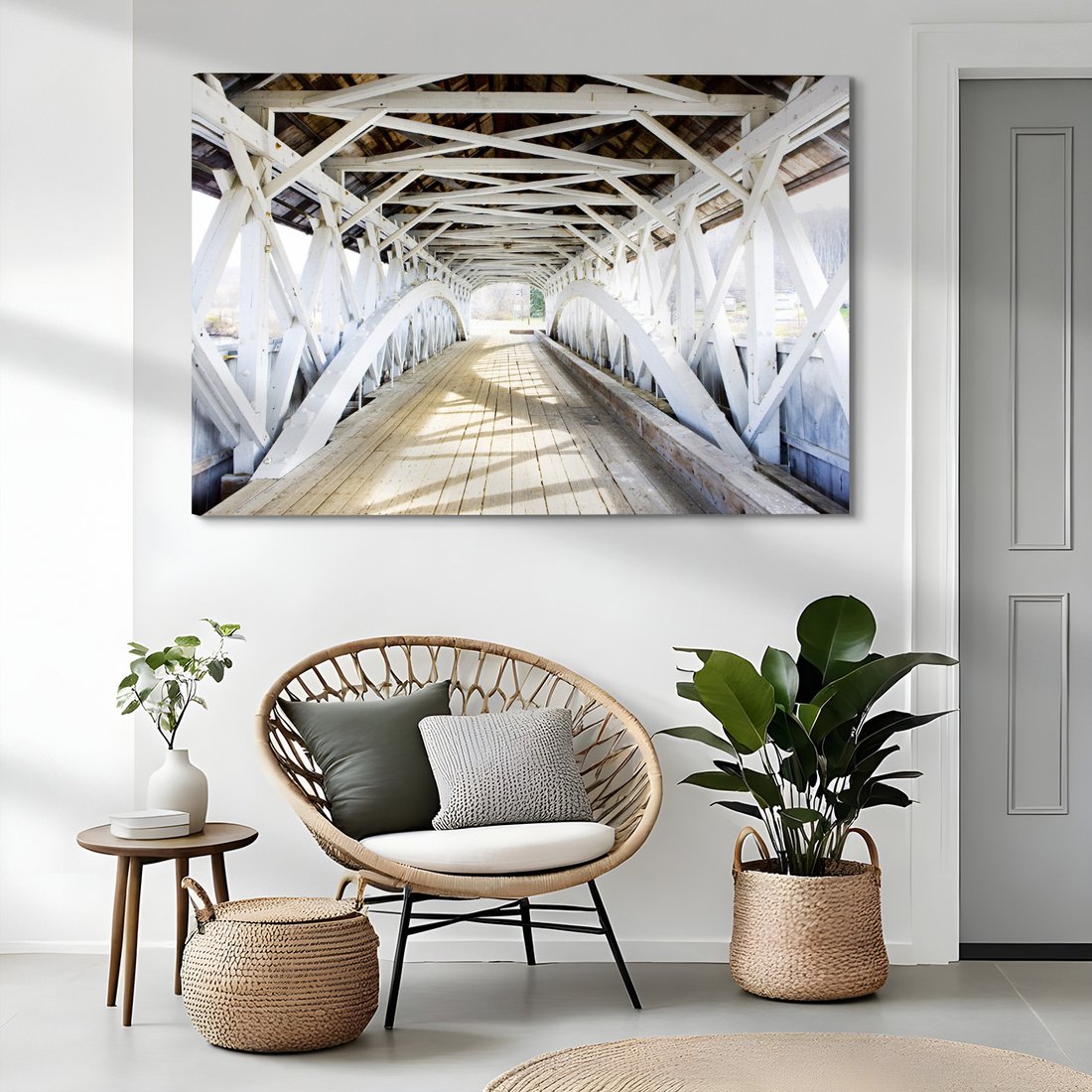 Obraz na płótnie - most kryty, drewno, architektura