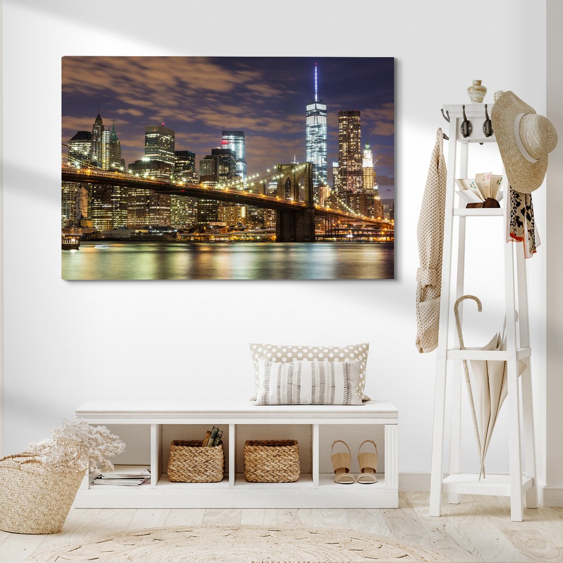 Obraz na płótnie - miasto, most, noc