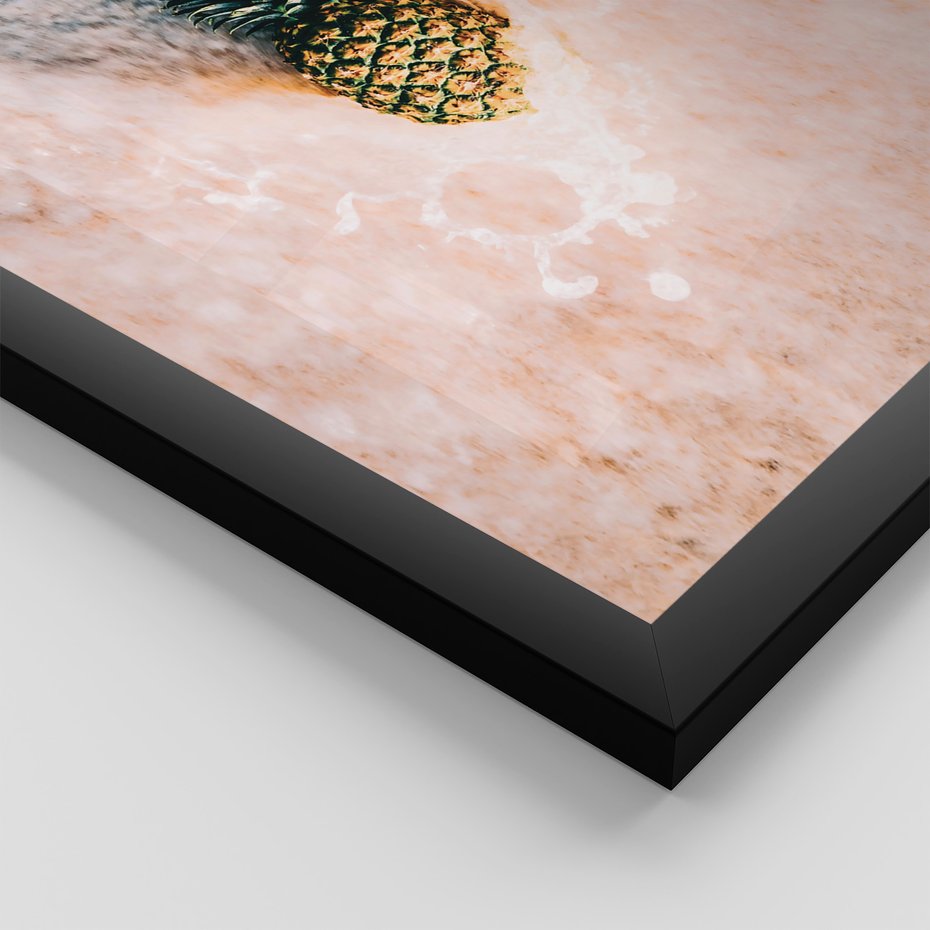 Zestaw obrazy w ramie, plakaty - ananas, plaża, kokosy - rama czarna