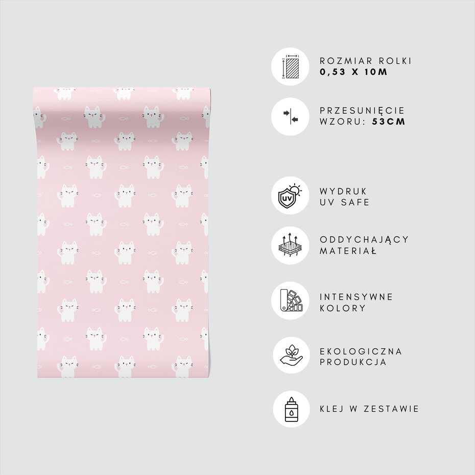 Tapeta - dziecięca, koty, ryby, tło