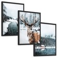 Zestaw obrazy w ramie, plakaty - zima, śnieg, krajobraz - rama czarna