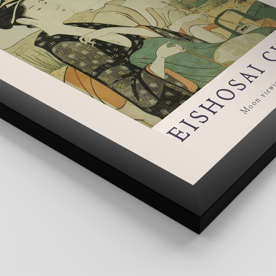 Zestaw obrazy w ramie, plakaty - japonizm, kobiety, portret - rama czarna