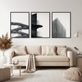 Zestaw obrazy w ramie, plakaty - architektura, budynki, minimalizm - rama czarna