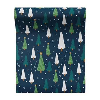 Tapeta - dziecięca, choinki, śnieg,