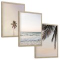 Zestaw obrazy w ramie, plakaty - plaża, morze, palmy - rama drewno