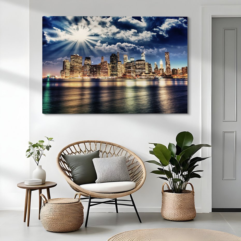 Obraz na płótnie - miasto, noc, niebo