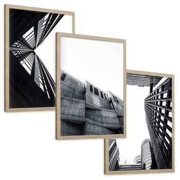 Zestaw obrazy w ramie, plakaty - architektura, budynki, miejski - rama drewno