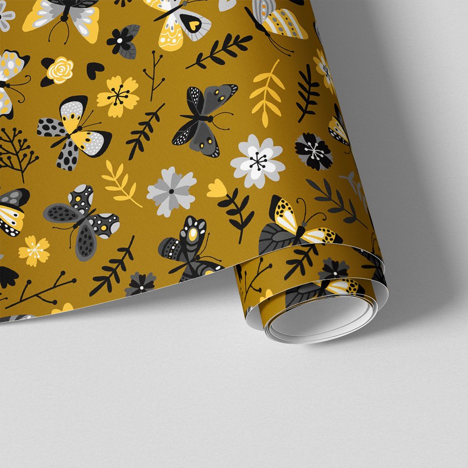 Tapeta - motyle, kwiaty, liście