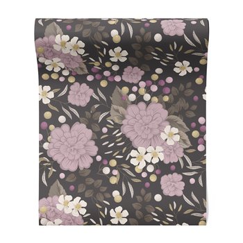 Tapeta - kwiaty, liście, kropki