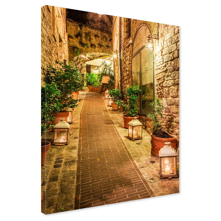 Obraz na płótnie - uliczka, noc, światło