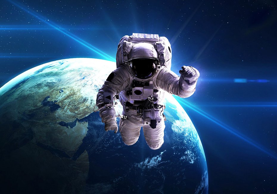 Fototapeta - kosmos, astronauta, ziemia