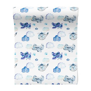 Tapeta - dziecięca, samoloty, chmury, helikoptery