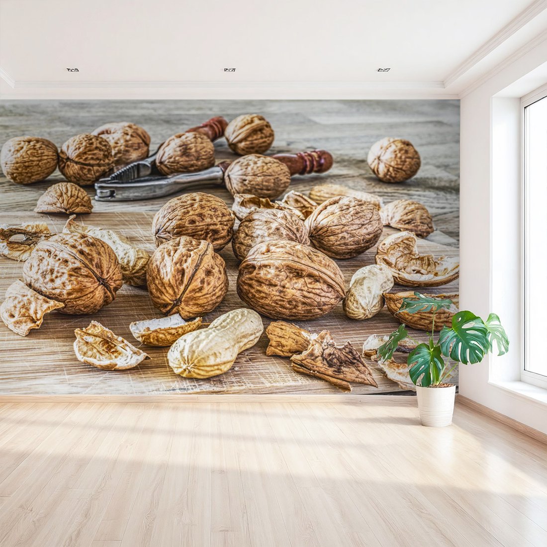 Fototapeta - orzechy, drewno, jedzenie