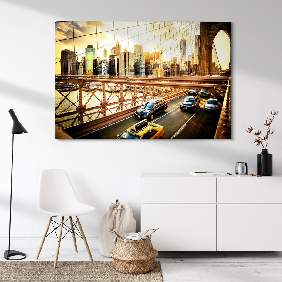 Obraz na płótnie - miasto, most, samochody